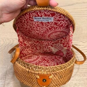 Straw Studios Hand Woven Mini Bag with Red Interior